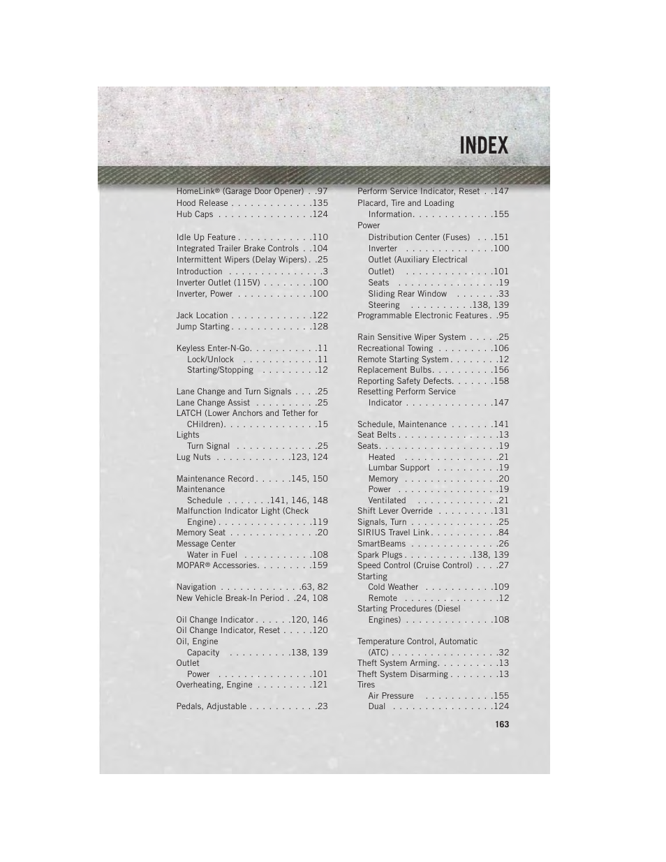 Index | Ram Trucks 2013 Chassis Cab - User Guide User Manual | Page 165 / 172