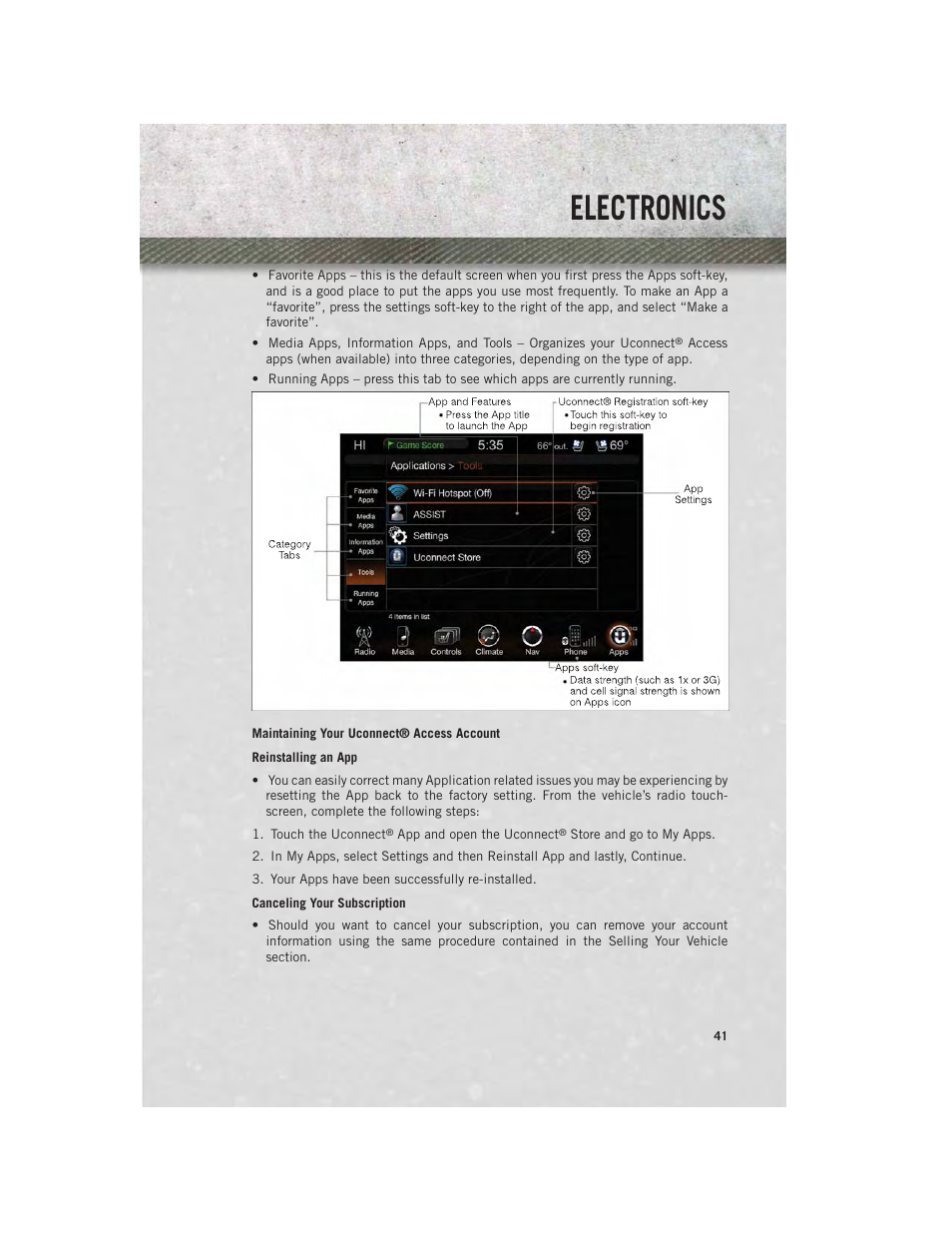 Maintaining your uconnect® access account, Electronics | Ram Trucks 2013 Chassis Cab - User Guide User Manual | Page 43 / 172