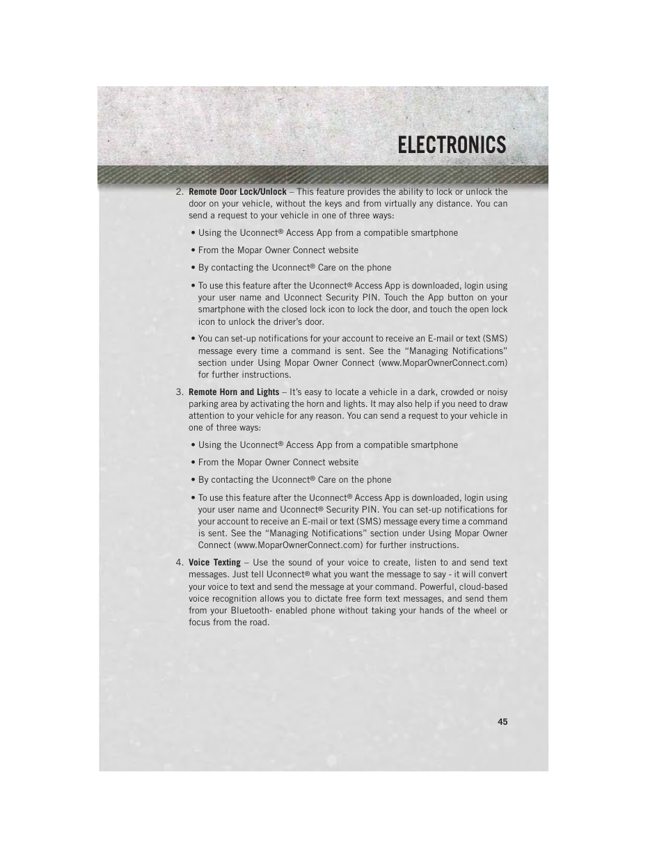 Electronics | Ram Trucks 2013 Chassis Cab - User Guide User Manual | Page 47 / 172