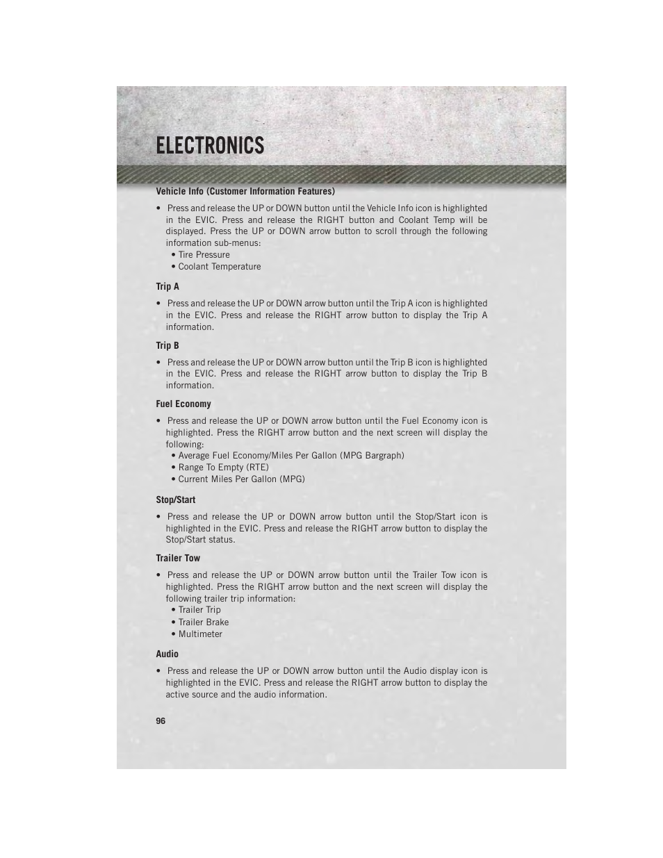 Electronics | Ram Trucks 2013 Chassis Cab - User Guide User Manual | Page 98 / 172