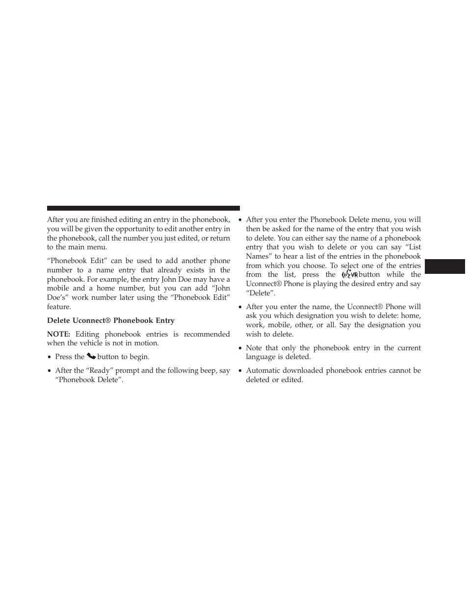 Delete uconnect® phonebook entry | Ram Trucks 2013 С/V - Owner Manual User Manual | Page 155 / 700