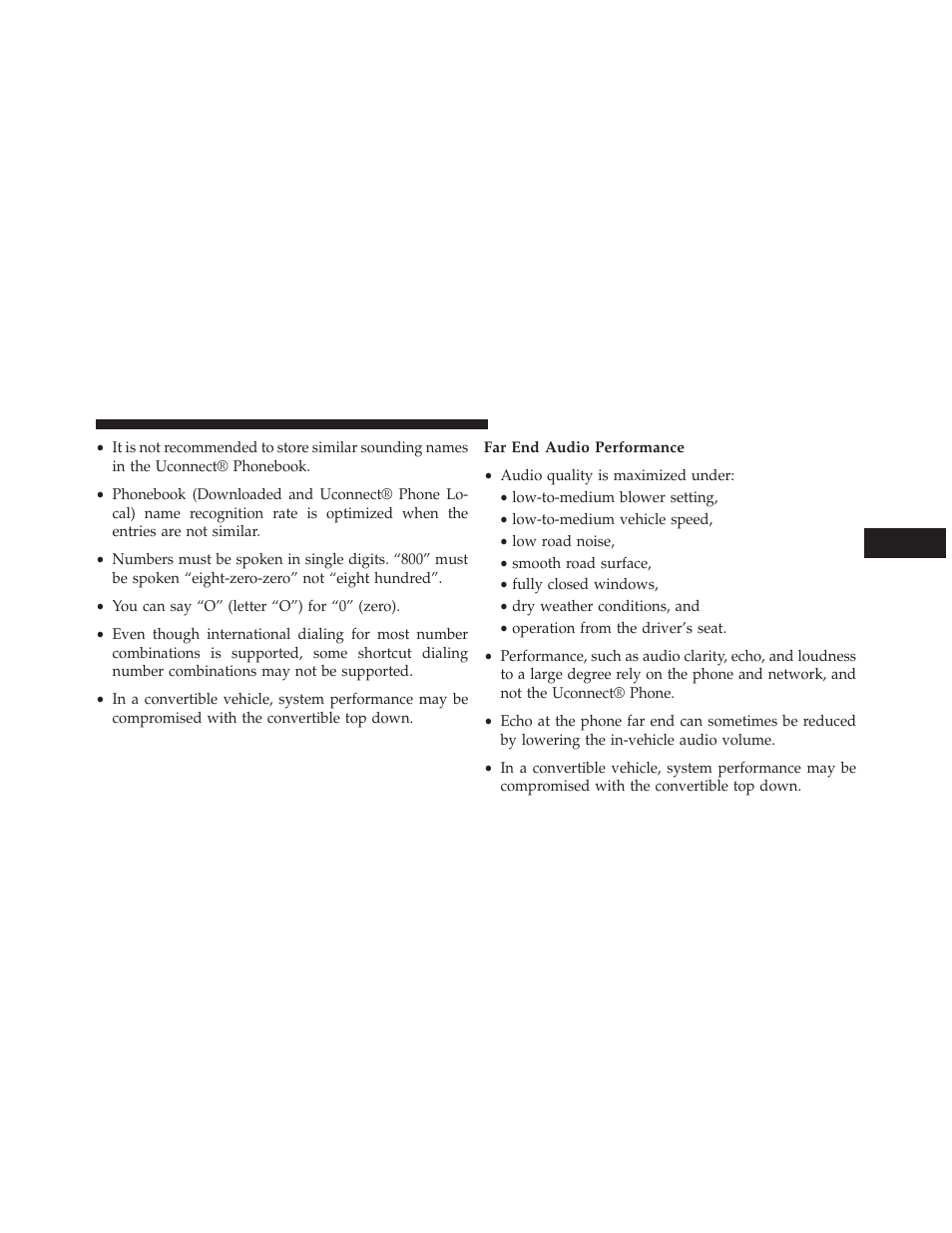 Far end audio performance | Ram Trucks 2013 С/V - Owner Manual User Manual | Page 169 / 700