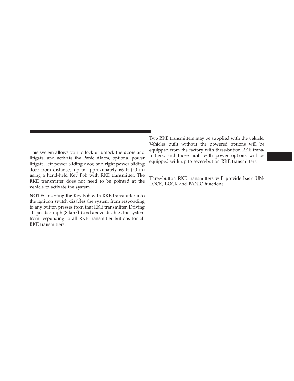 Remote keyless entry (rke) — if equipped, Using the rke transmitter, Remote keyless entry (rke) | If equipped | Ram Trucks 2013 С/V - Owner Manual User Manual | Page 23 / 700