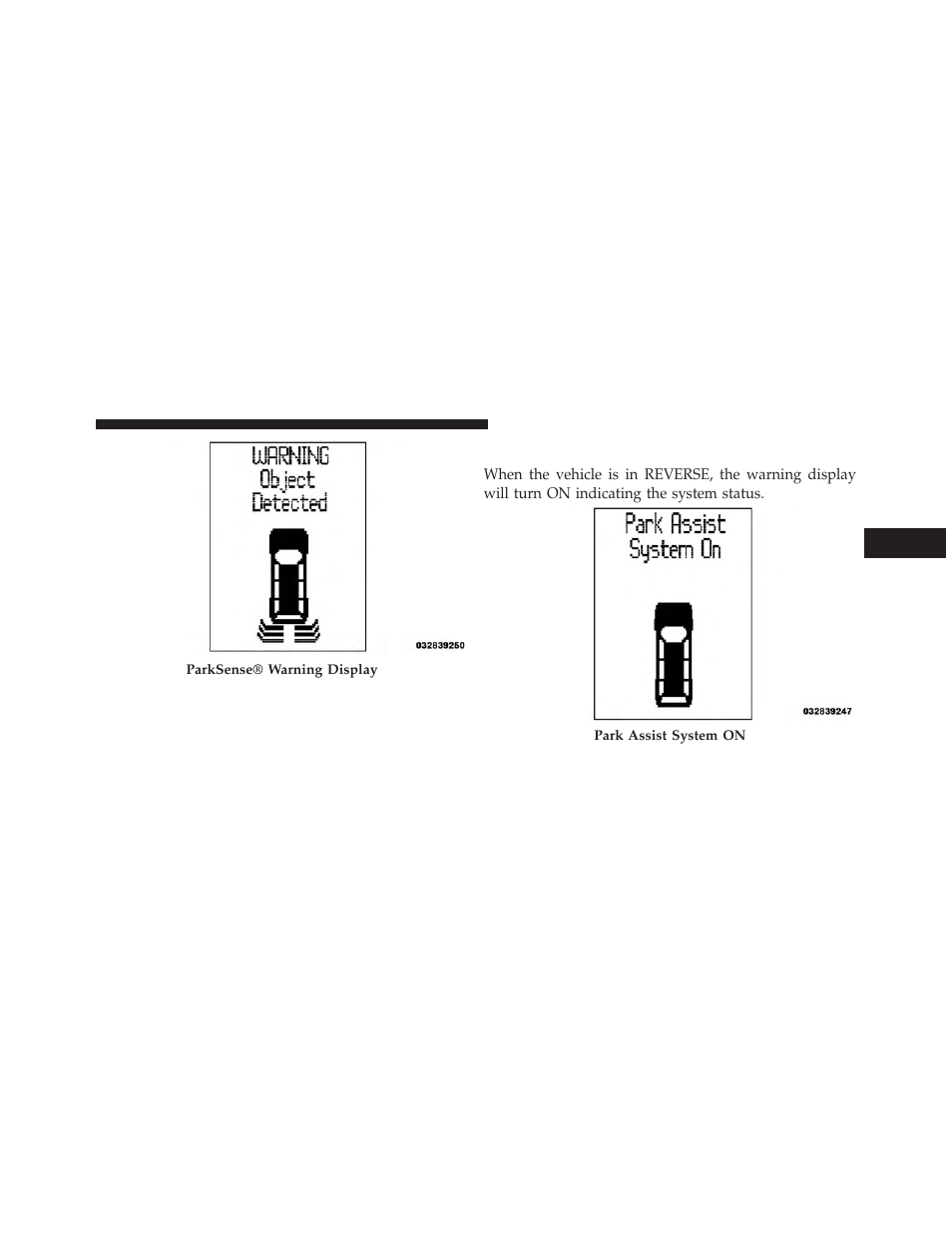 Parksense® display | Ram Trucks 2013 С/V - Owner Manual User Manual | Page 243 / 700