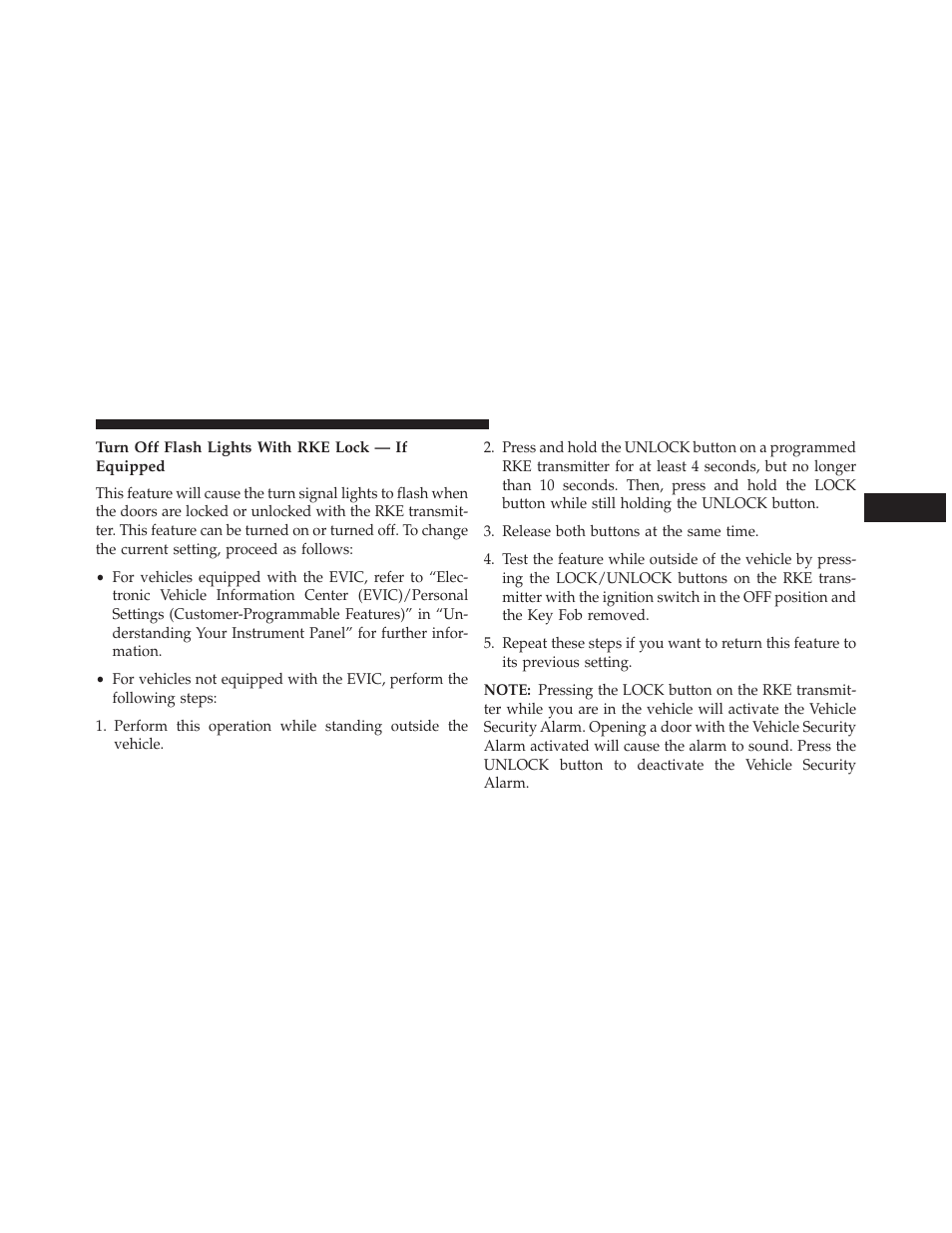 Turn off flash lights with rke lock — if equipped | Ram Trucks 2013 С/V - Owner Manual User Manual | Page 29 / 700