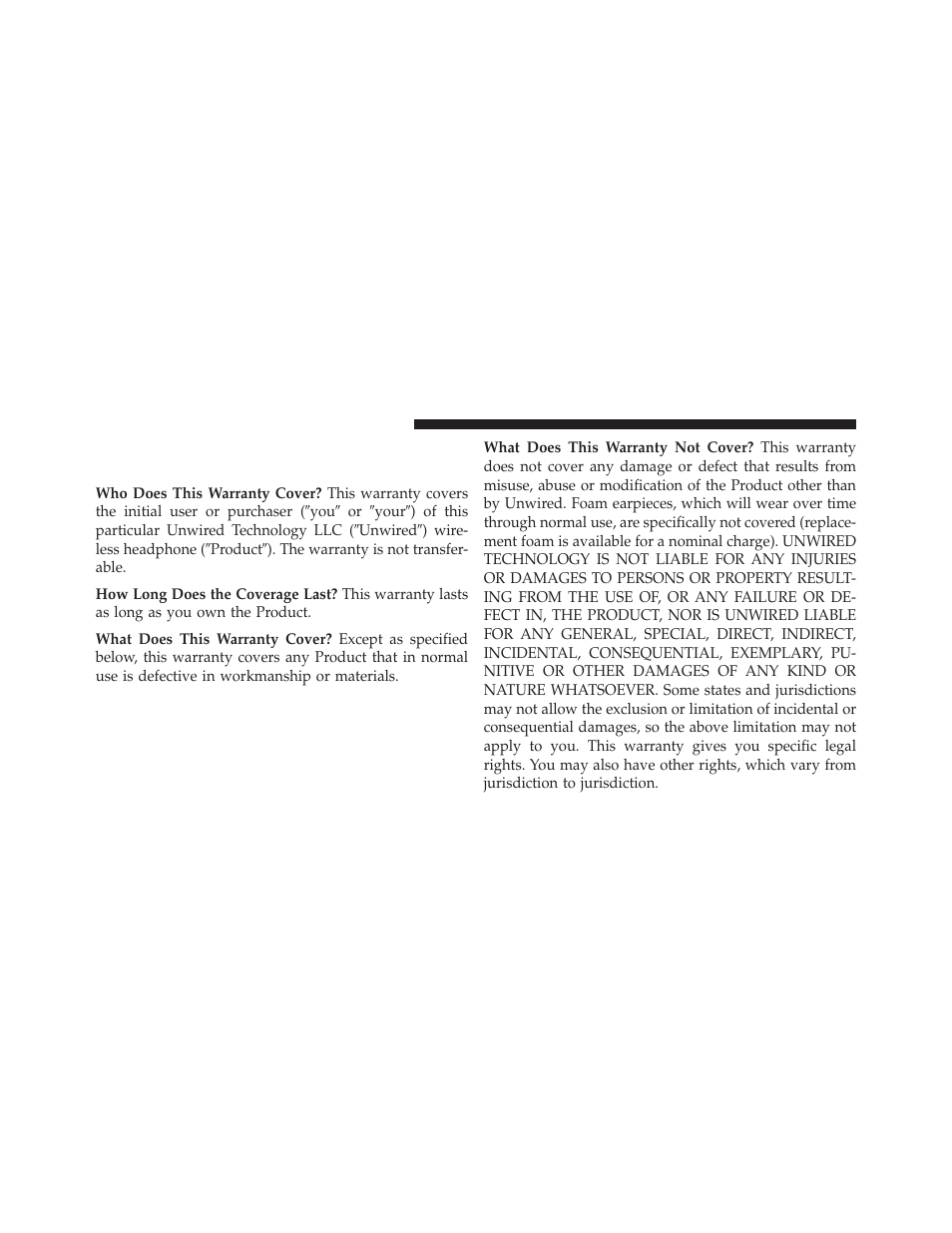 Unwired® stereo headphone lifetime, Limited warranty | Ram Trucks 2013 С/V - Owner Manual User Manual | Page 418 / 700