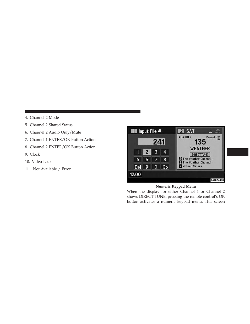 Numeric keypad menu | Ram Trucks 2013 С/V - Owner Manual User Manual | Page 421 / 700