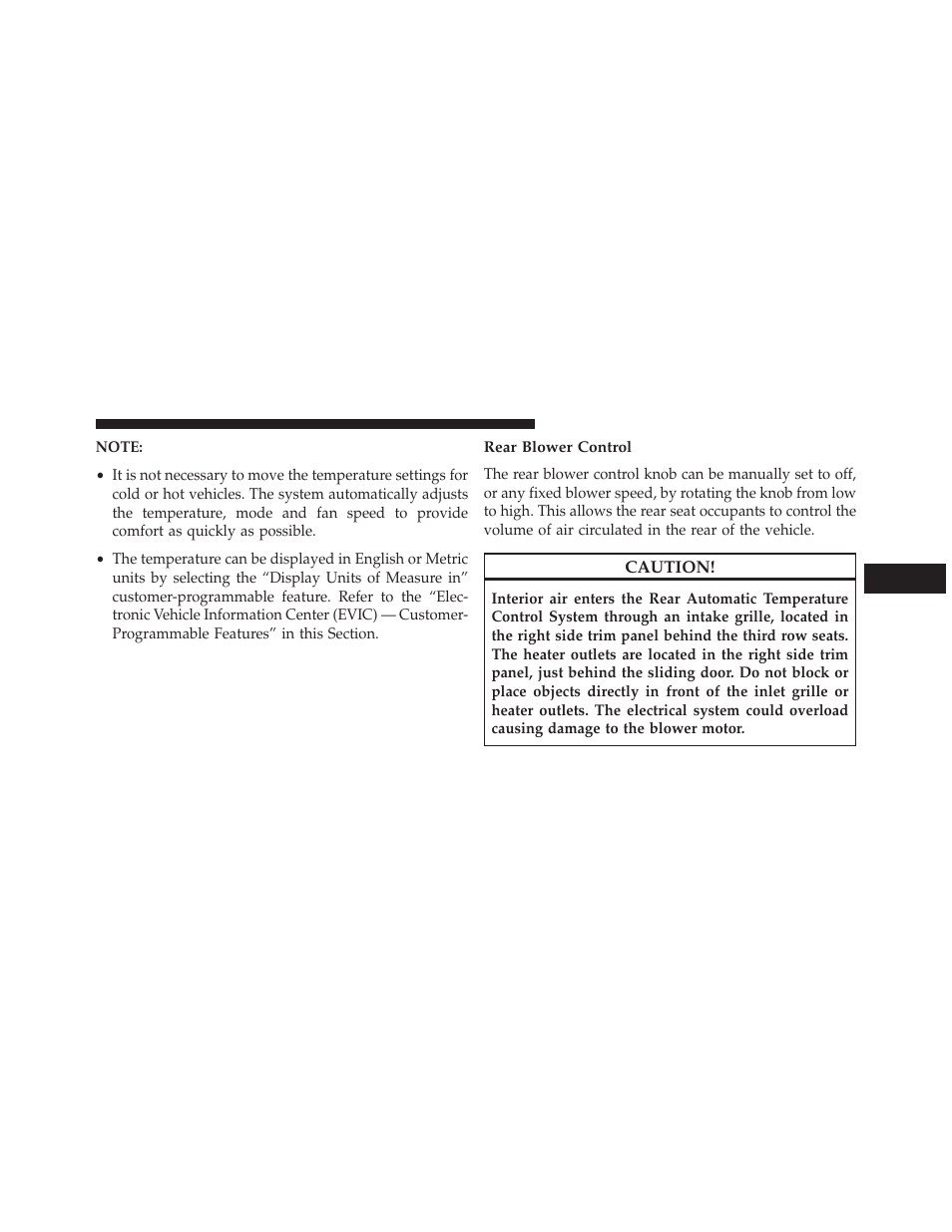 Rear blower control | Ram Trucks 2013 С/V - Owner Manual User Manual | Page 457 / 700