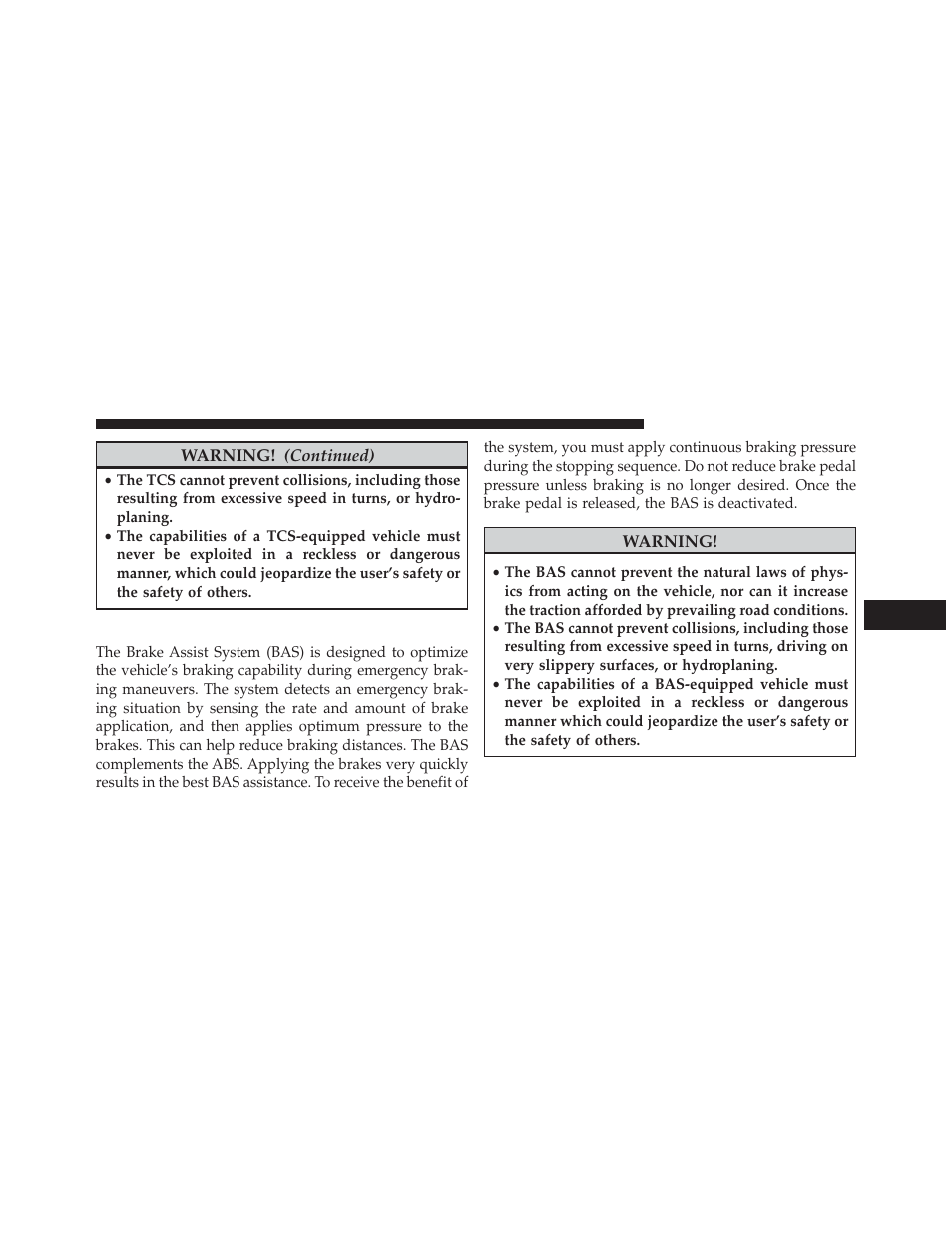 Brake assist system (bas) | Ram Trucks 2013 С/V - Owner Manual User Manual | Page 495 / 700