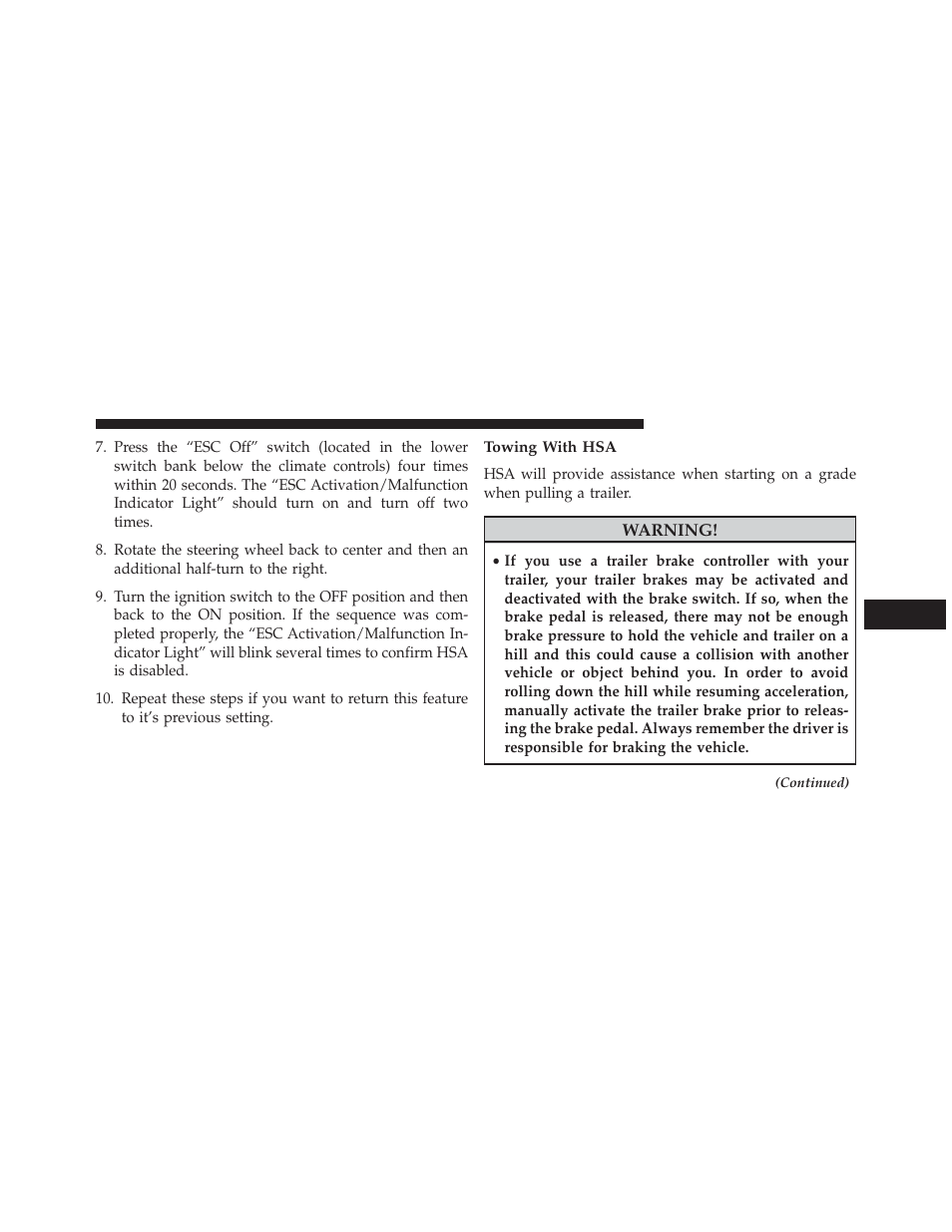 Towing with hsa | Ram Trucks 2013 С/V - Owner Manual User Manual | Page 503 / 700