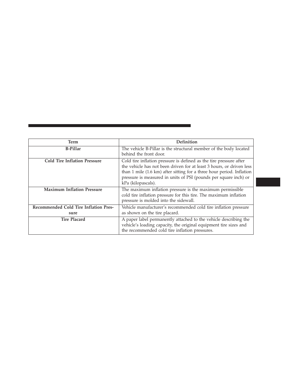 Tire terminology and definitions | Ram Trucks 2013 С/V - Owner Manual User Manual | Page 511 / 700
