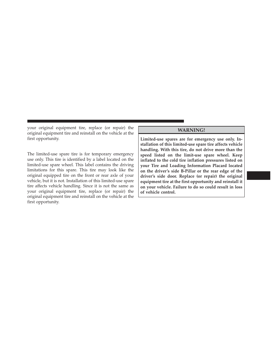 Limited-use spare – if equipped | Ram Trucks 2013 С/V - Owner Manual User Manual | Page 523 / 700