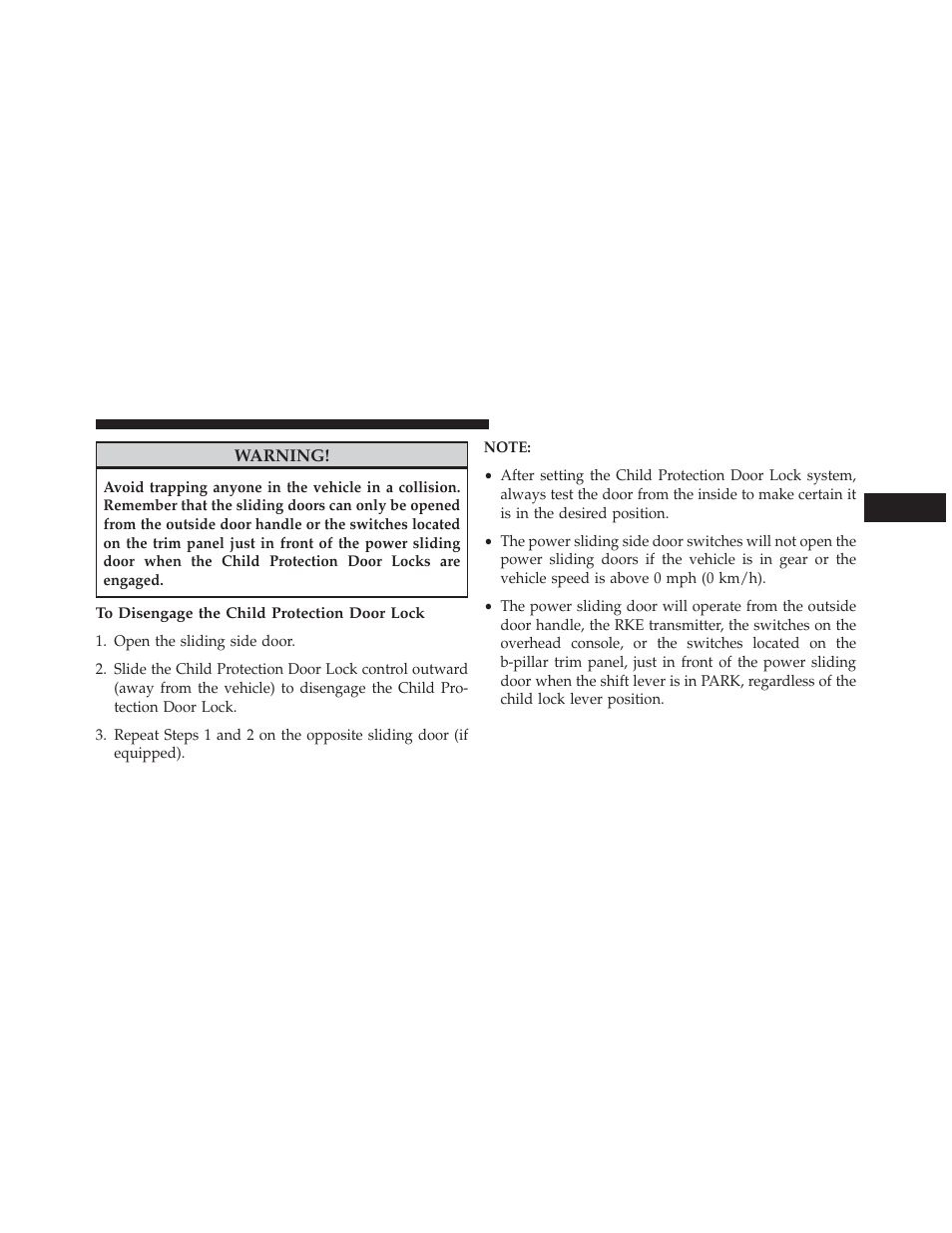 To disengage the child protection door lock | Ram Trucks 2013 С/V - Owner Manual User Manual | Page 53 / 700