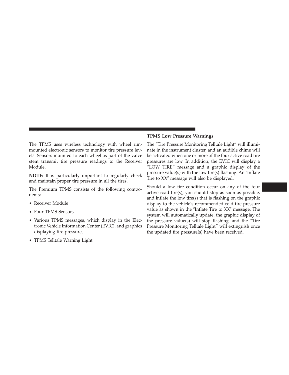 Premium system – if equipped, Tpms low pressure warnings | Ram Trucks 2013 С/V - Owner Manual User Manual | Page 535 / 700