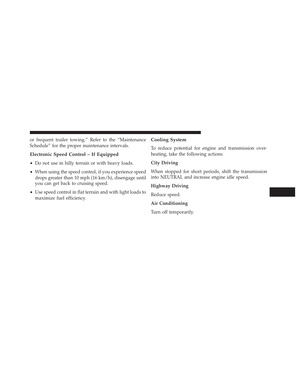 Electronic speed control – if equipped, Cooling system | Ram Trucks 2013 С/V - Owner Manual User Manual | Page 567 / 700