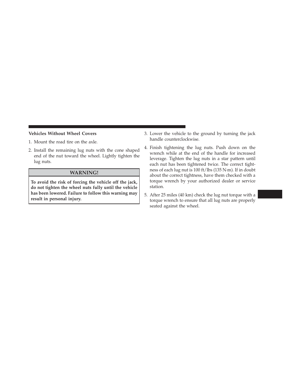Vehicles without wheel covers | Ram Trucks 2013 С/V - Owner Manual User Manual | Page 593 / 700