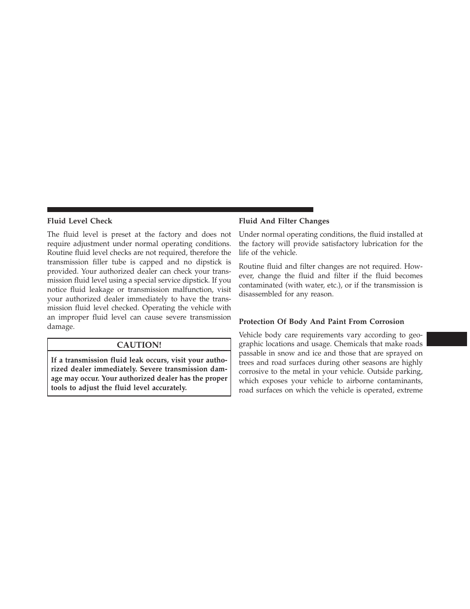 Fluid level check, Fluid and filter changes, Appearance care and protection from corrosion | Protection of body and paint from corrosion, Appearance care and protection from, Corrosion | Ram Trucks 2013 С/V - Owner Manual User Manual | Page 635 / 700