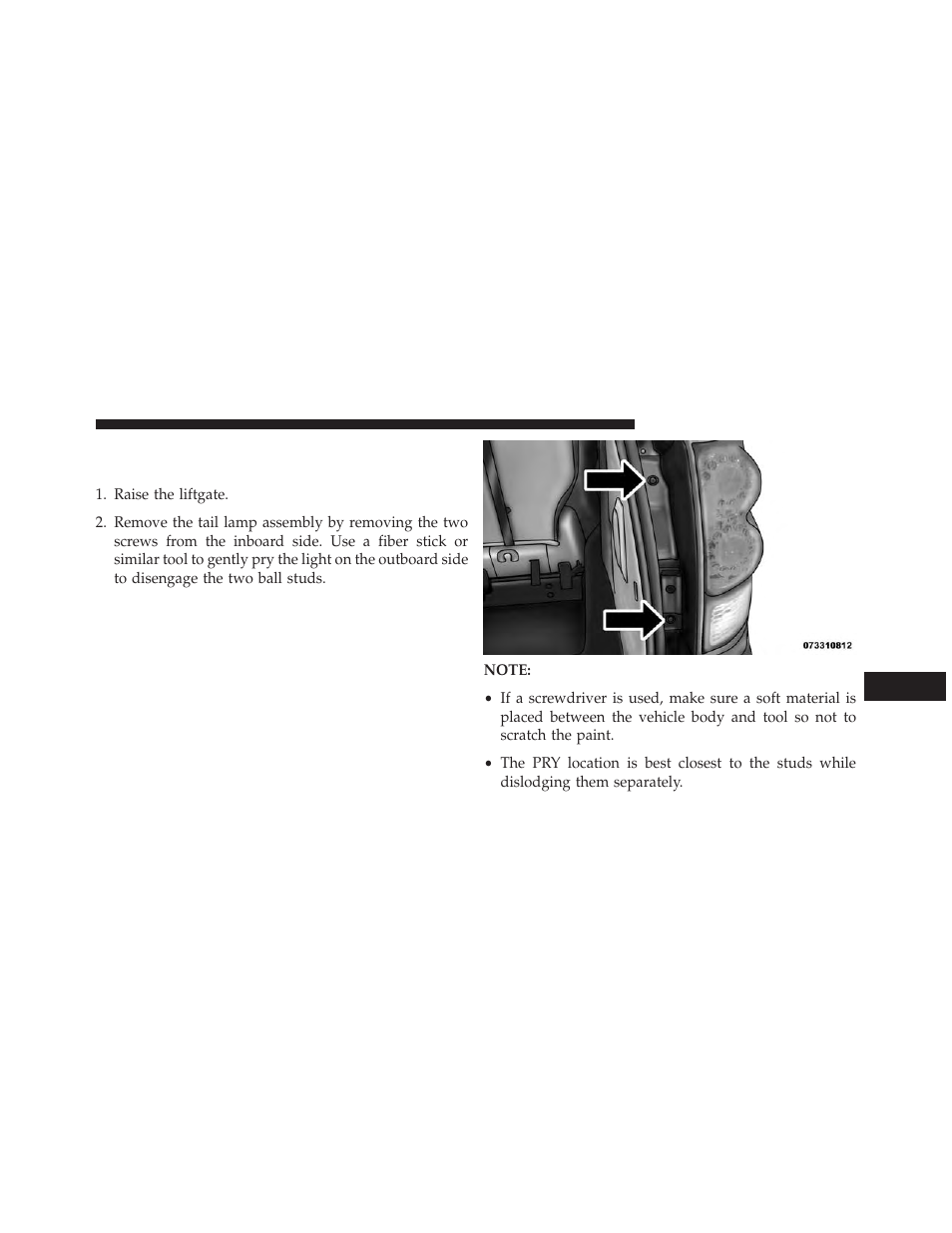 Rear tail, stop, turn signal, side marker and, Backup lamps | Ram Trucks 2013 С/V - Owner Manual User Manual | Page 655 / 700