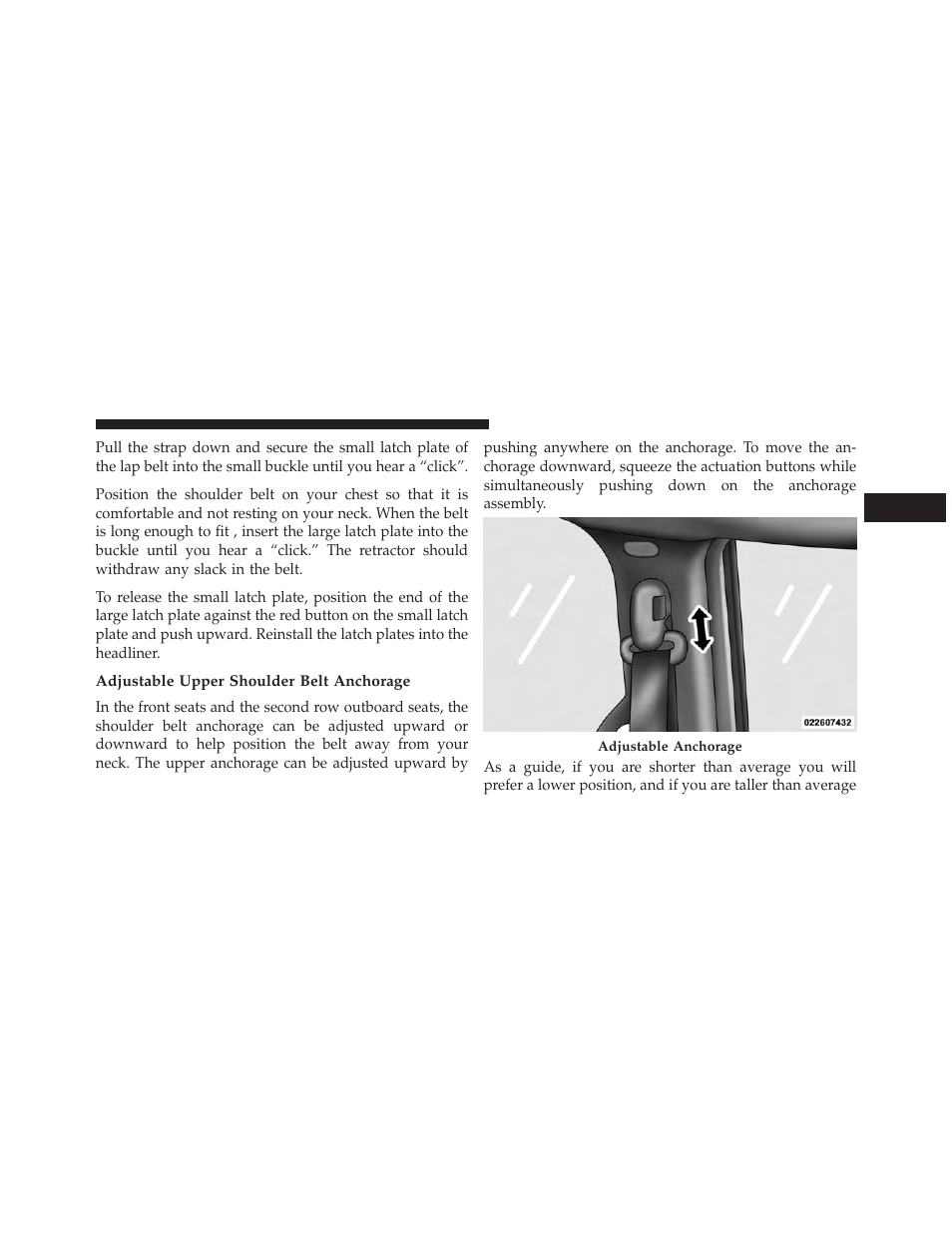 Adjustable upper shoulder belt anchorage | Ram Trucks 2013 С/V - Owner Manual User Manual | Page 67 / 700