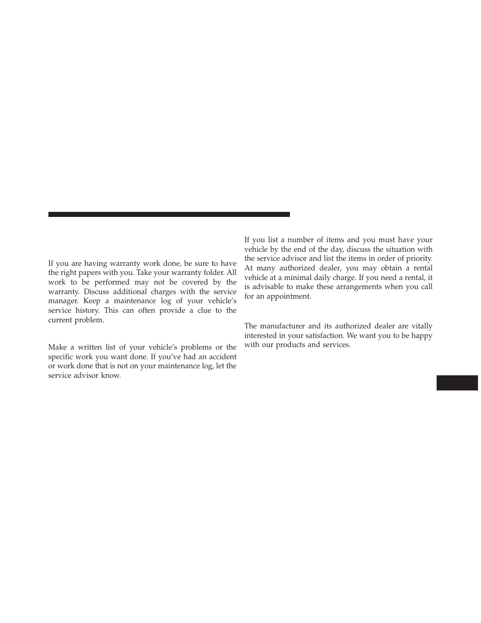 Suggestions for obtaining service for your vehicle, Prepare for the appointment, Prepare a list | Be reasonable with requests, If you need assistance, Suggestions for obtaining service, For your vehicle | Ram Trucks 2013 С/V - Owner Manual User Manual | Page 671 / 700