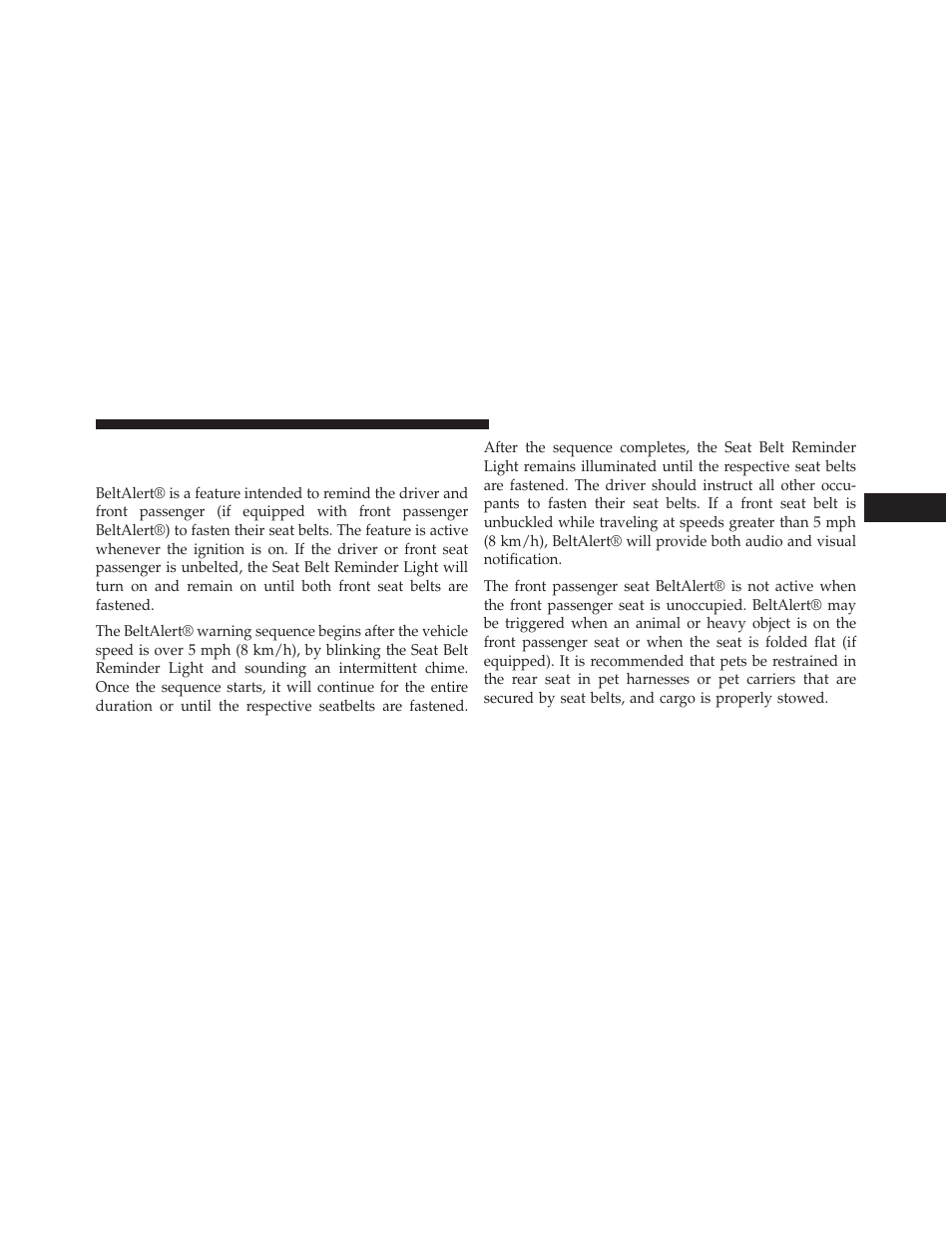Enhanced seat belt use reminder system, Beltalert®) | Ram Trucks 2013 С/V - Owner Manual User Manual | Page 75 / 700