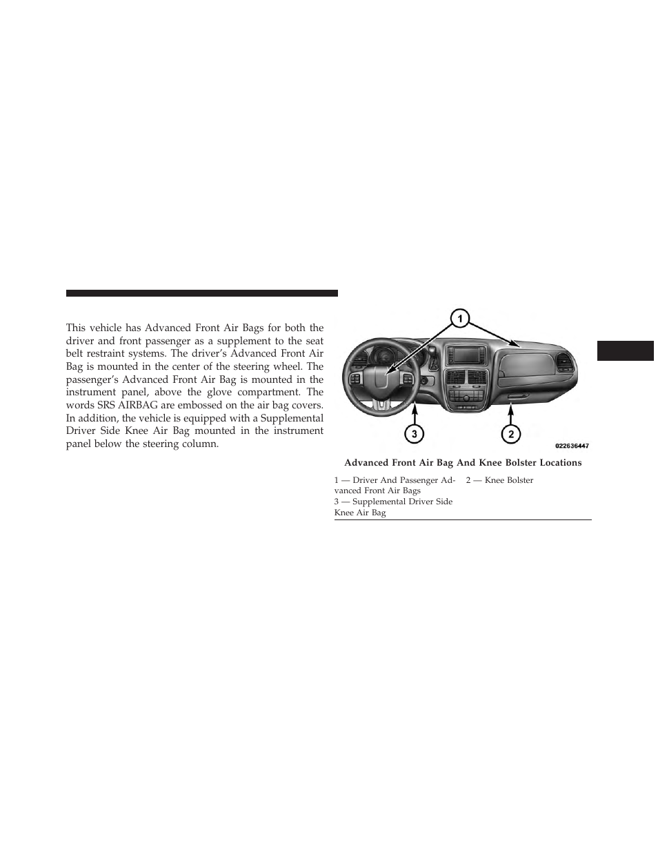 Supplemental restraint system (srs) — air bags, Supplemental restraint system (srs), Air bags | Ram Trucks 2013 С/V - Owner Manual User Manual | Page 77 / 700