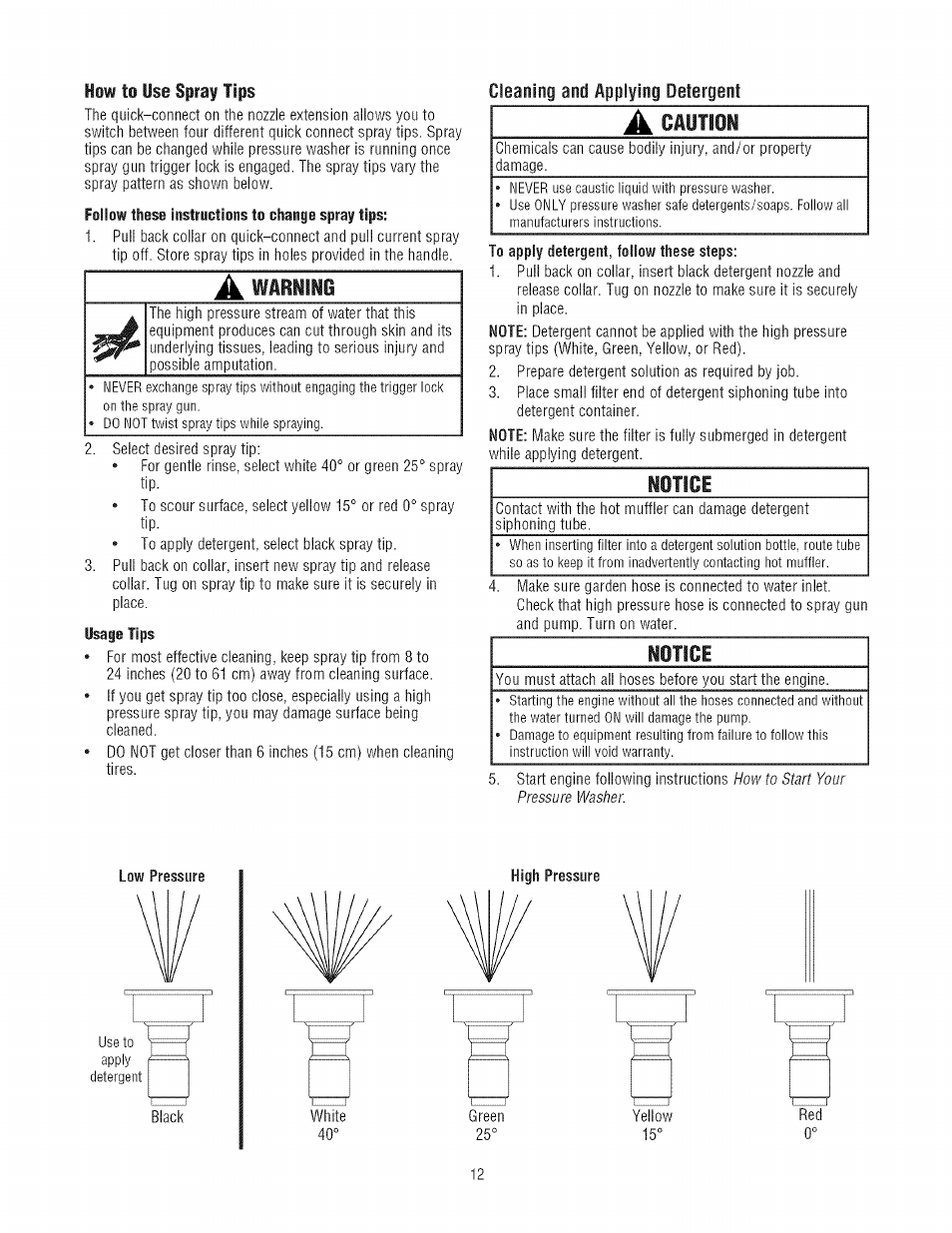 A warning, Notice | Craftsman 580.752300 User Manual | Page 12 / 60