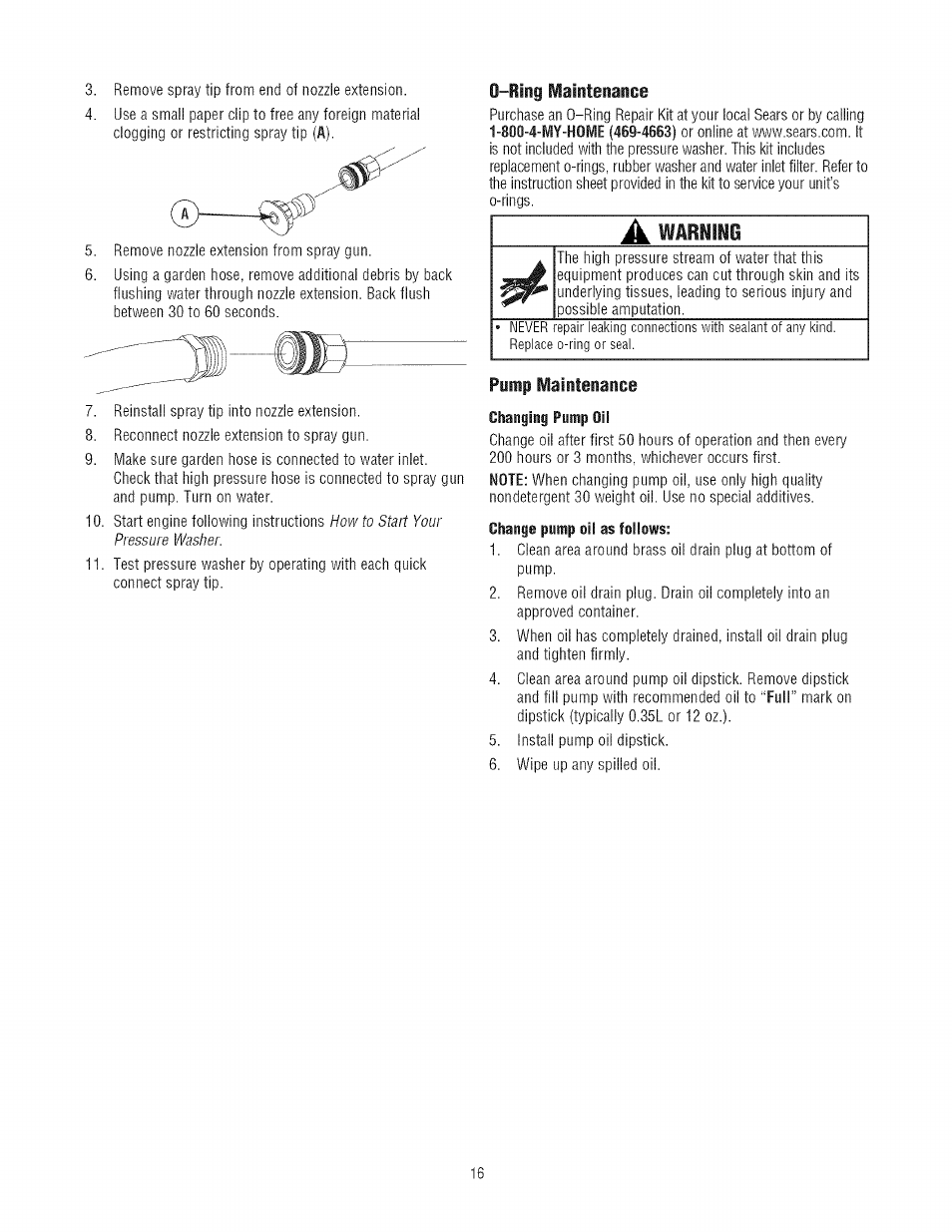 Pump maintenance | Craftsman 580.752300 User Manual | Page 16 / 60