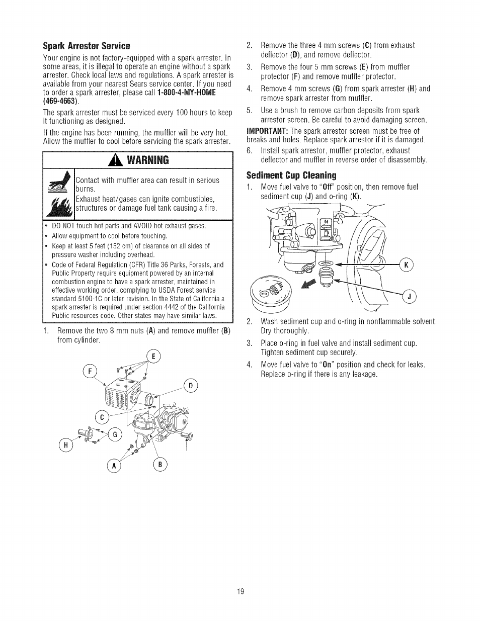 Sediment cup cleaning | Craftsman 580.752300 User Manual | Page 19 / 60