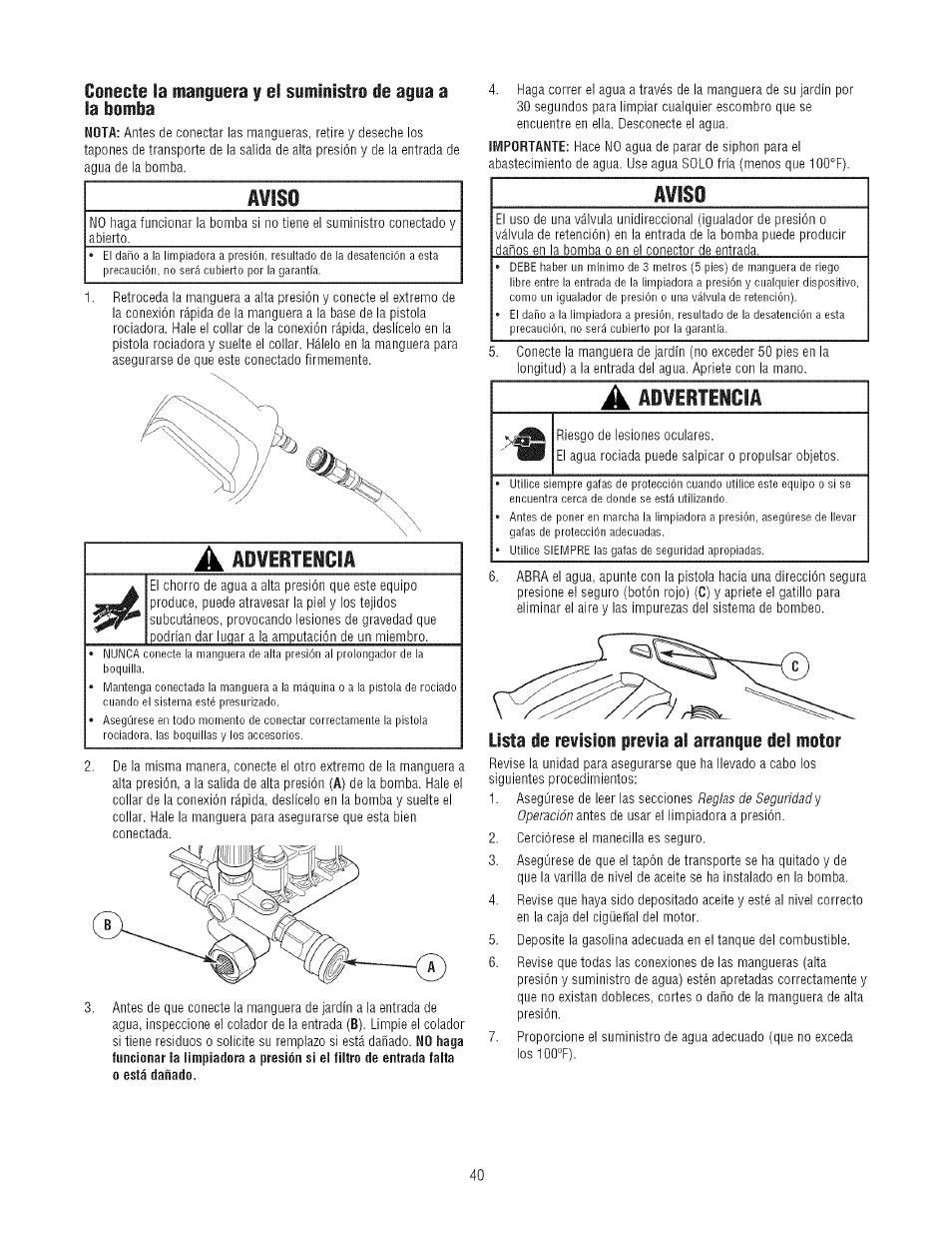 A¥is0, Aviso, A advertencia | Craftsman 580.752300 User Manual | Page 40 / 60