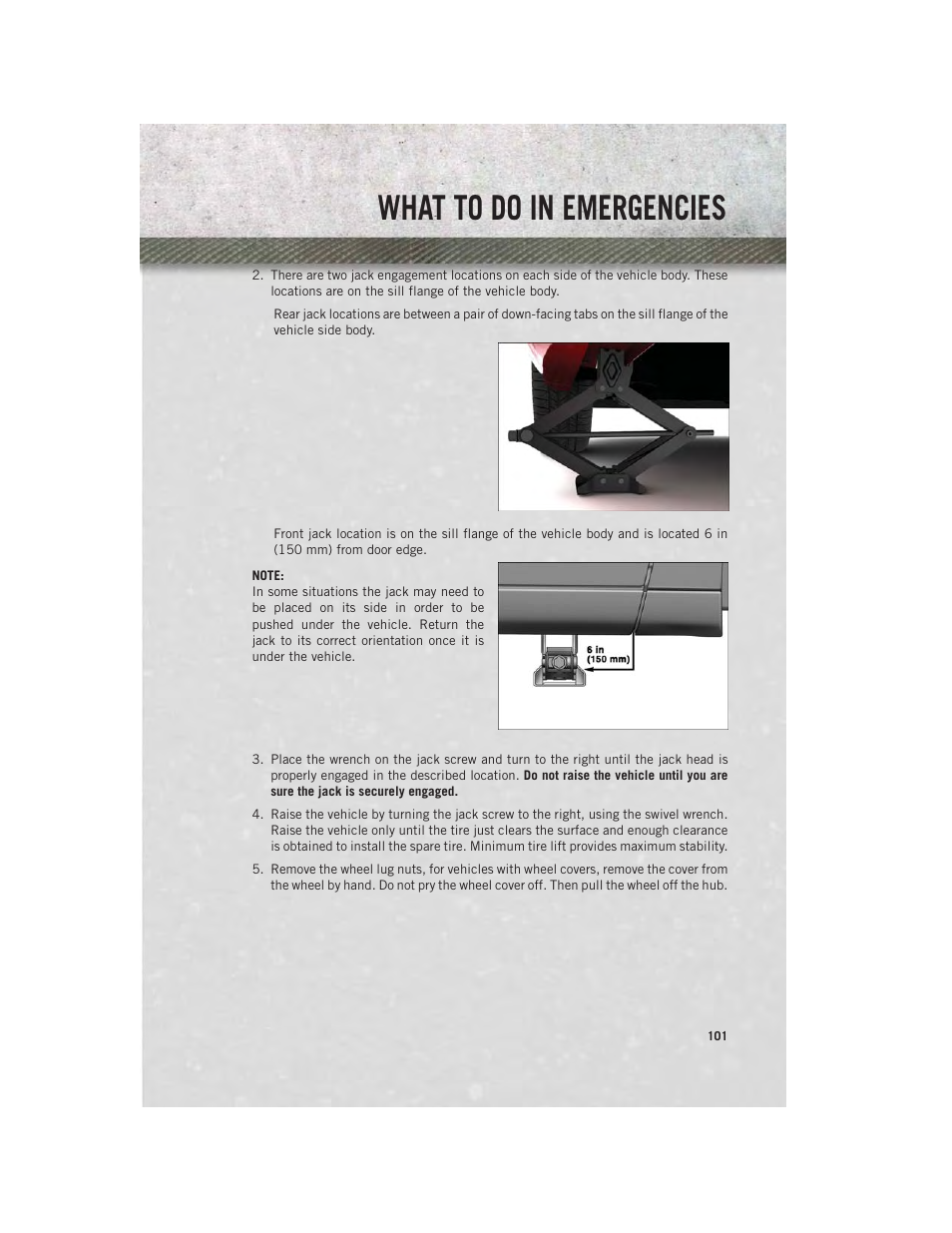 What to do in emergencies | Ram Trucks 2013 С/V - User Guide User Manual | Page 103 / 140