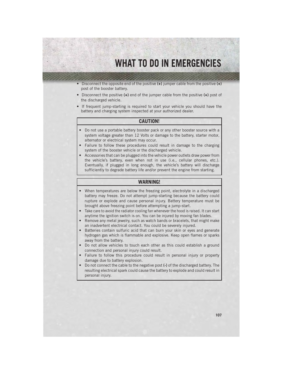 What to do in emergencies | Ram Trucks 2013 С/V - User Guide User Manual | Page 109 / 140