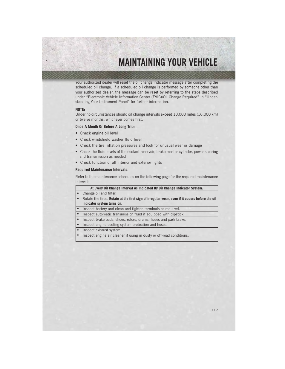 Maintaining your vehicle | Ram Trucks 2013 С/V - User Guide User Manual | Page 119 / 140