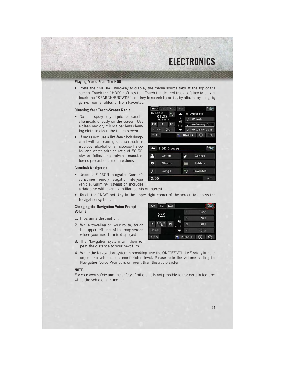 Cleaning your touch-screen radio, Garmin® navigation, Electronics | Ram Trucks 2013 С/V - User Guide User Manual | Page 53 / 140