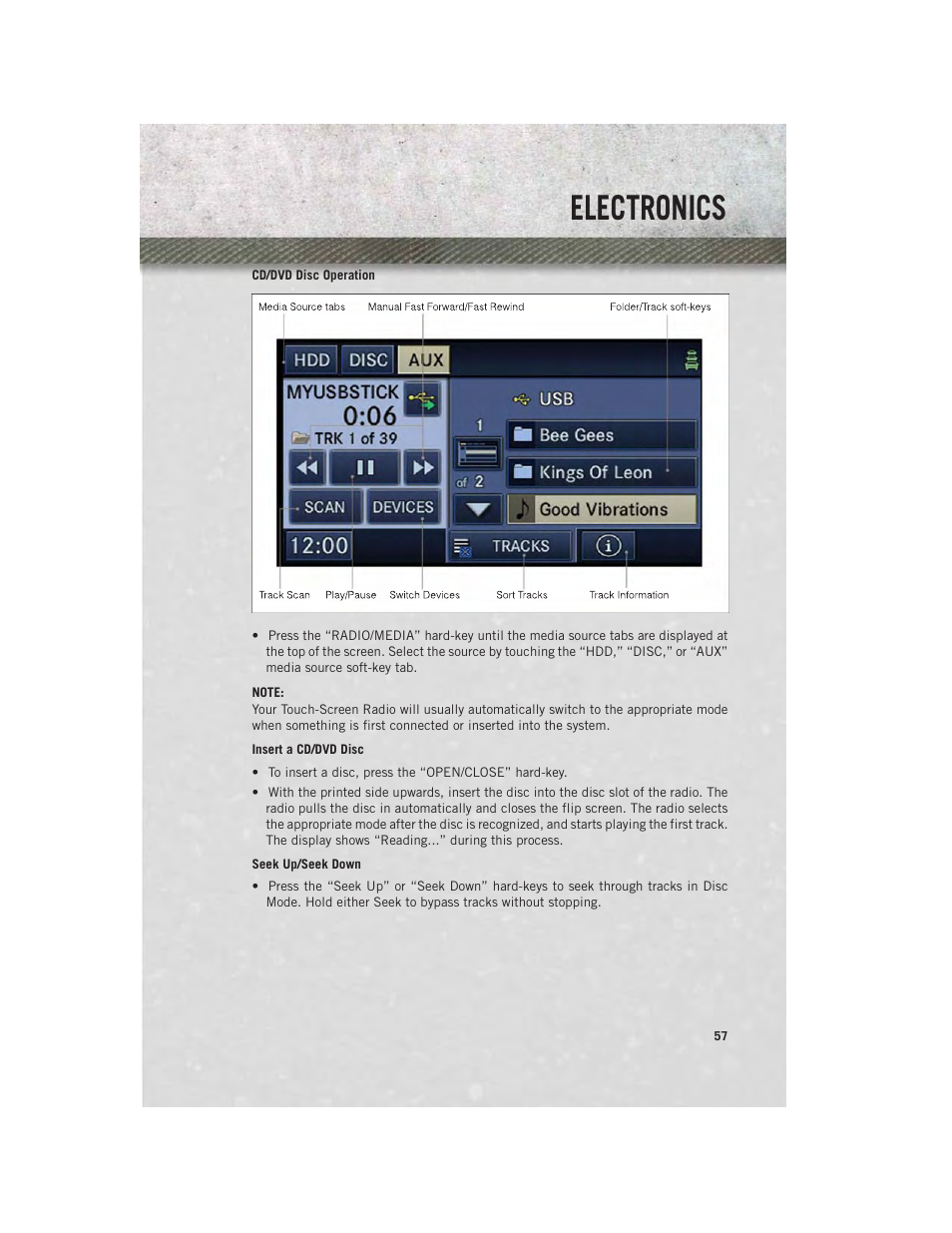 Cd/dvd disc operation, Electronics | Ram Trucks 2013 С/V - User Guide User Manual | Page 59 / 140