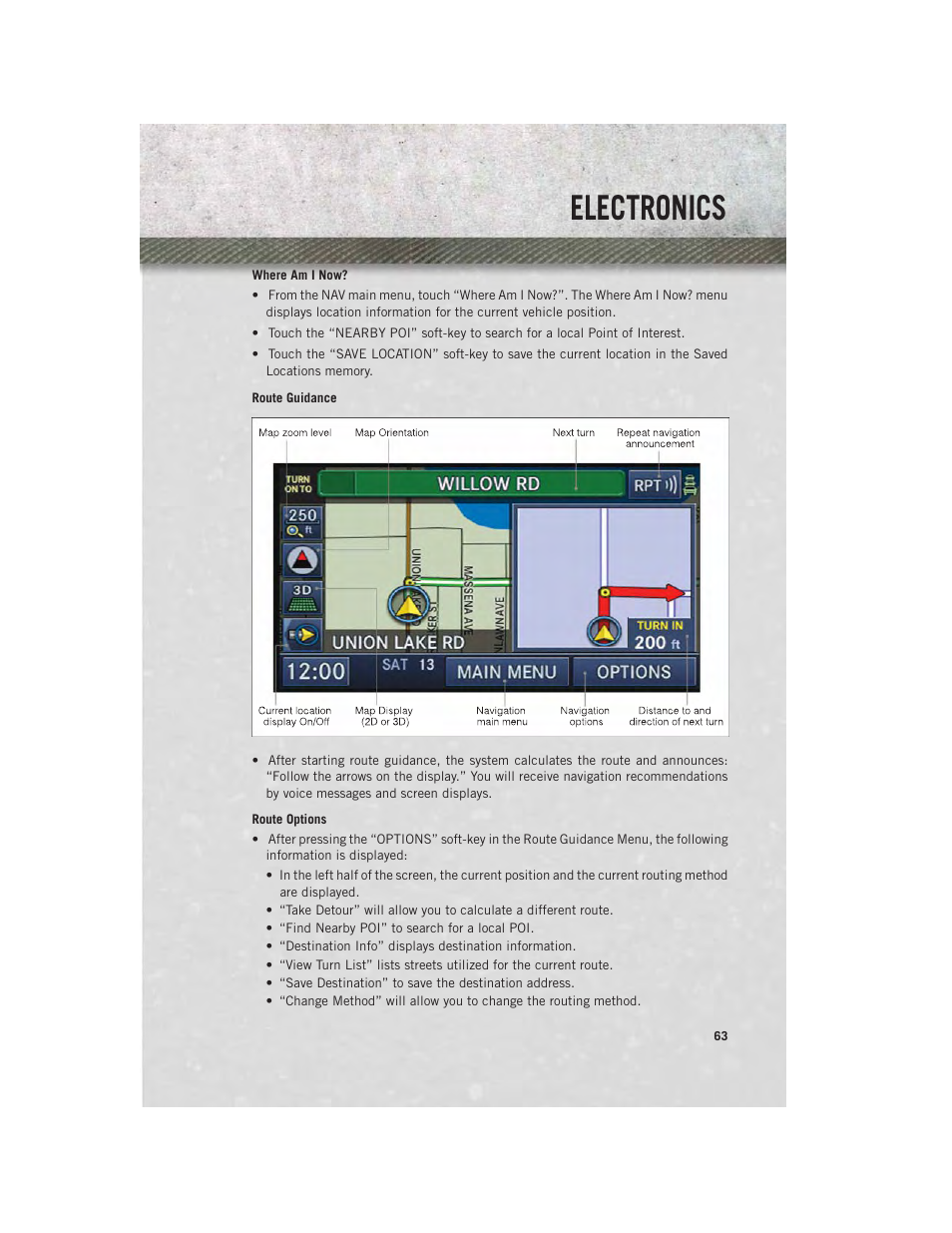 Route guidance, Electronics | Ram Trucks 2013 С/V - User Guide User Manual | Page 65 / 140