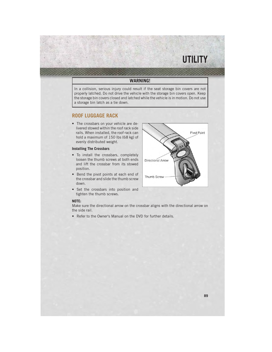 Roof luggage rack, Utility | Ram Trucks 2013 С/V - User Guide User Manual | Page 91 / 140