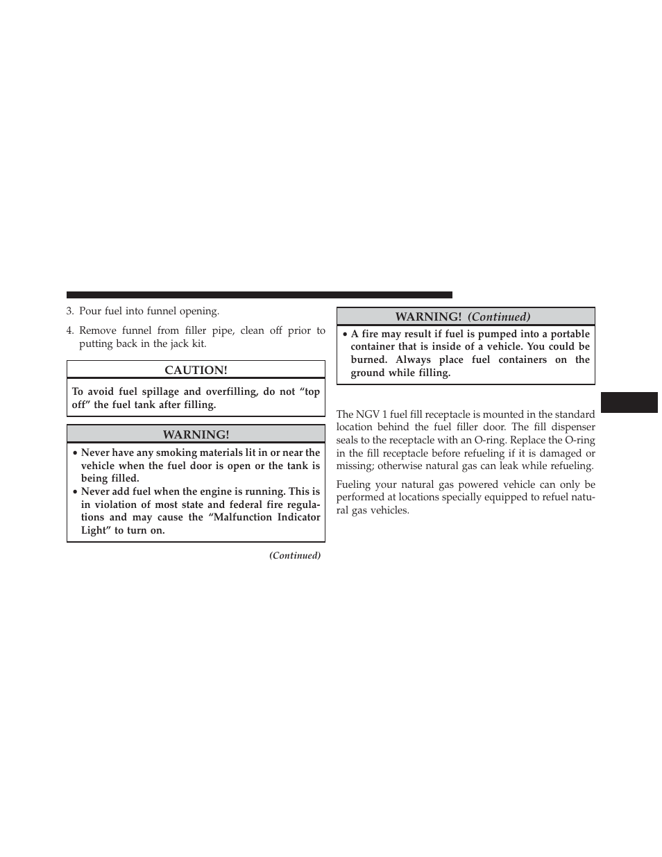 Adding compressed natural gas (cng) | Ram Trucks 2014 3500 - CNG Supplement User Manual | Page 49 / 63