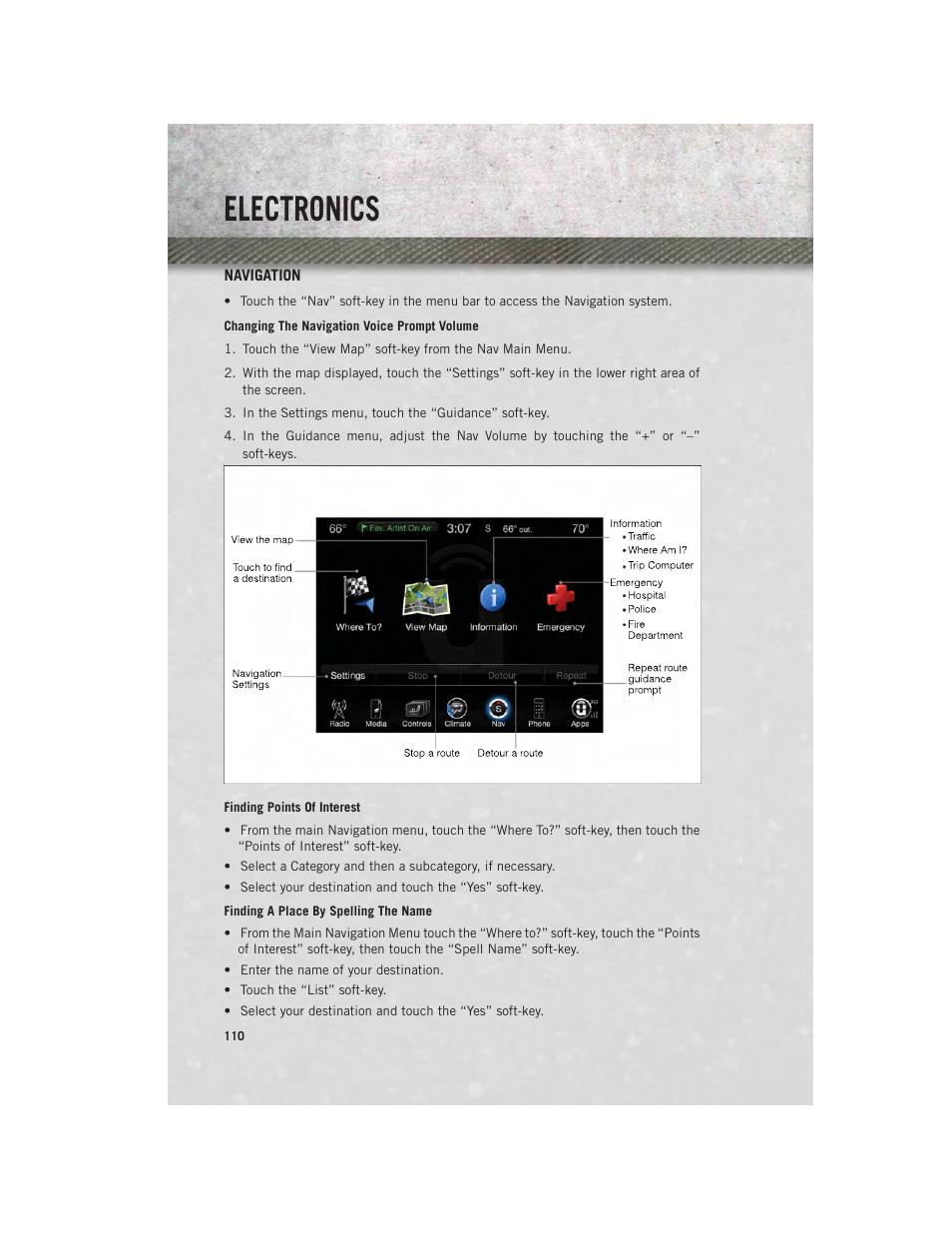 Navigation, Electronics | Ram Trucks 2014 3500 - User Guide User Manual | Page 112 / 260