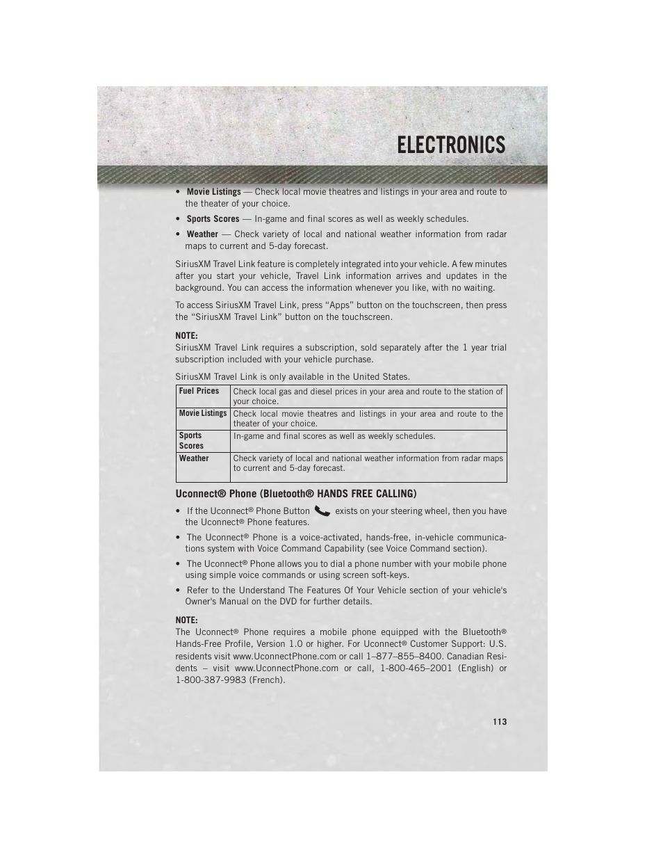 Uconnect® phone (bluetooth® hands free calling), Electronics | Ram Trucks 2014 3500 - User Guide User Manual | Page 115 / 260