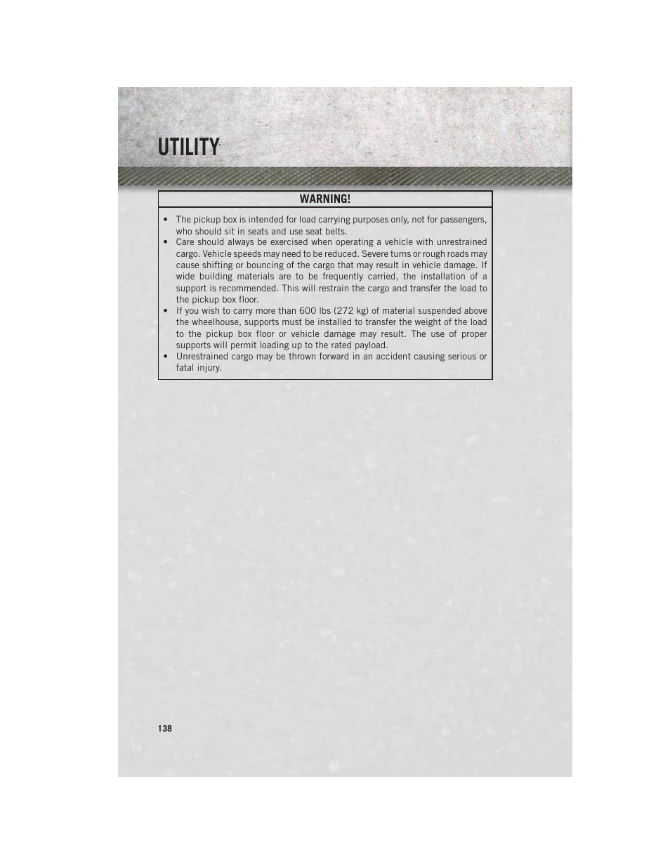 Utility | Ram Trucks 2014 3500 - User Guide User Manual | Page 140 / 260