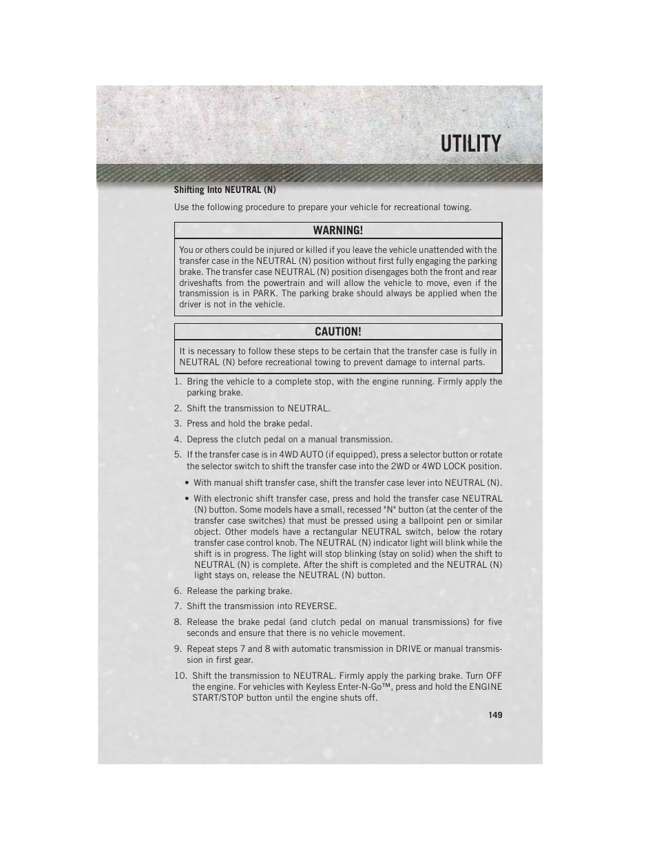 Utility | Ram Trucks 2014 3500 - User Guide User Manual | Page 151 / 260