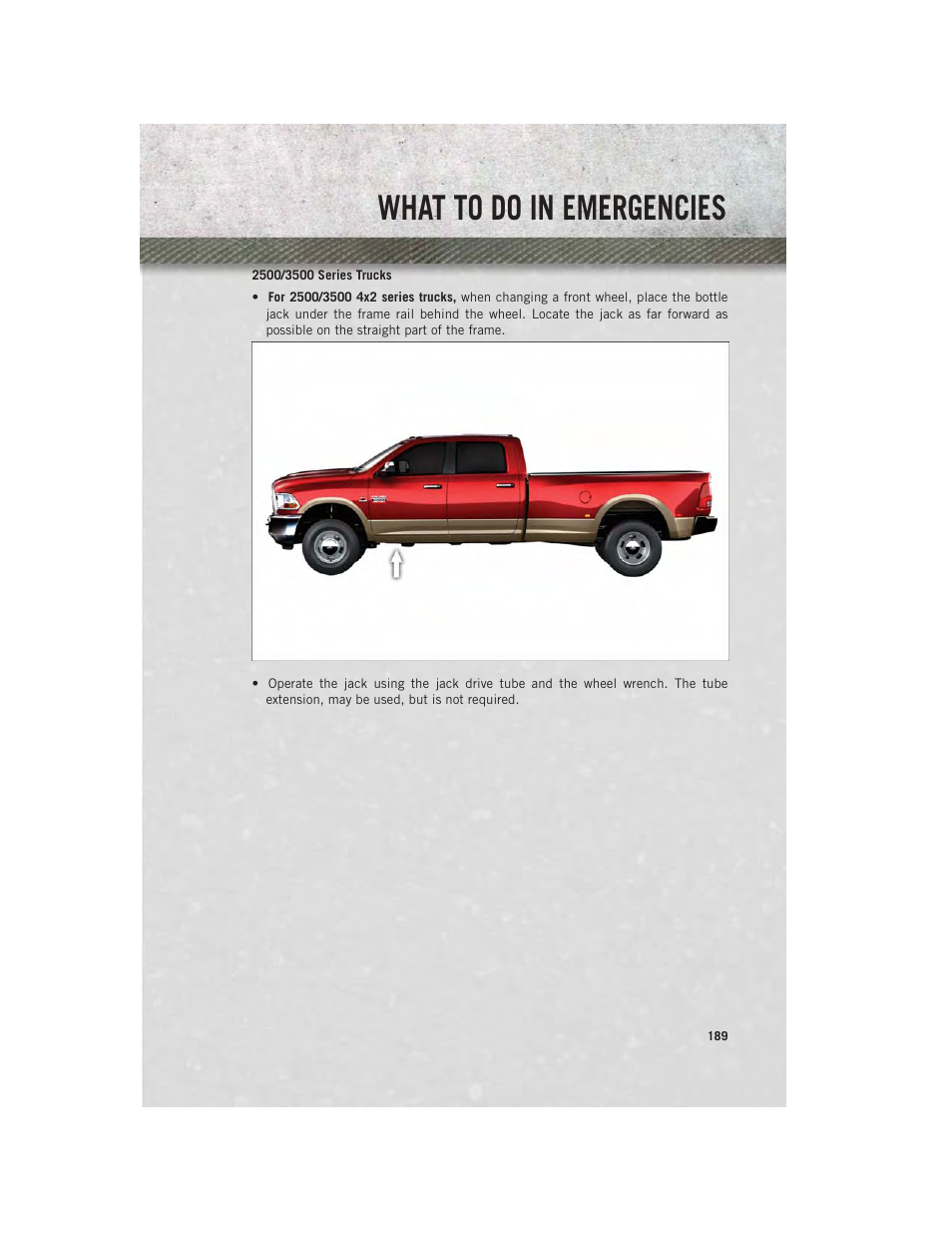 What to do in emergencies | Ram Trucks 2014 3500 - User Guide User Manual | Page 191 / 260