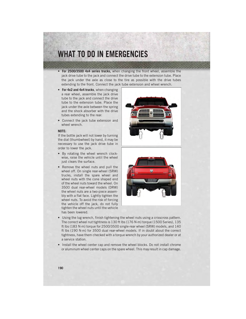 What to do in emergencies | Ram Trucks 2014 3500 - User Guide User Manual | Page 192 / 260