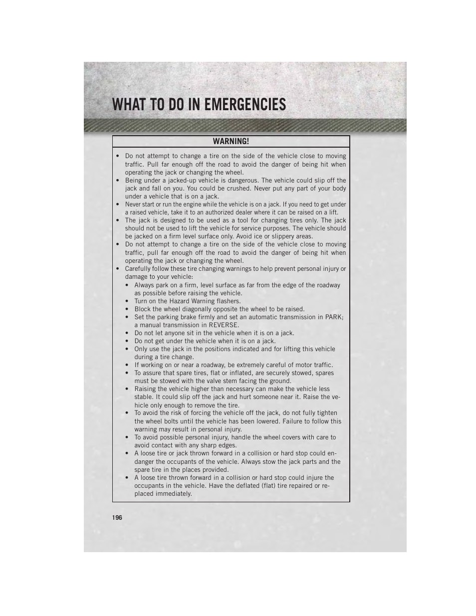 What to do in emergencies | Ram Trucks 2014 3500 - User Guide User Manual | Page 198 / 260