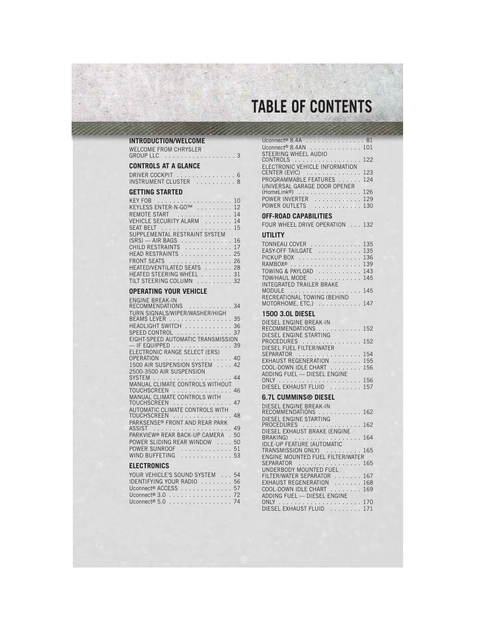 Ram Trucks 2014 3500 - User Guide User Manual | Page 3 / 260
