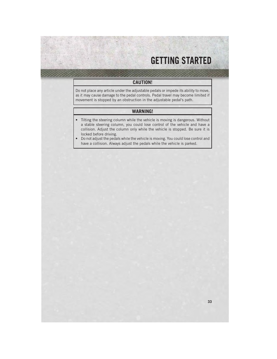 Getting started | Ram Trucks 2014 3500 - User Guide User Manual | Page 35 / 260