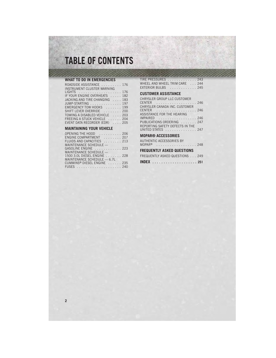 Ram Trucks 2014 3500 - User Guide User Manual | Page 4 / 260