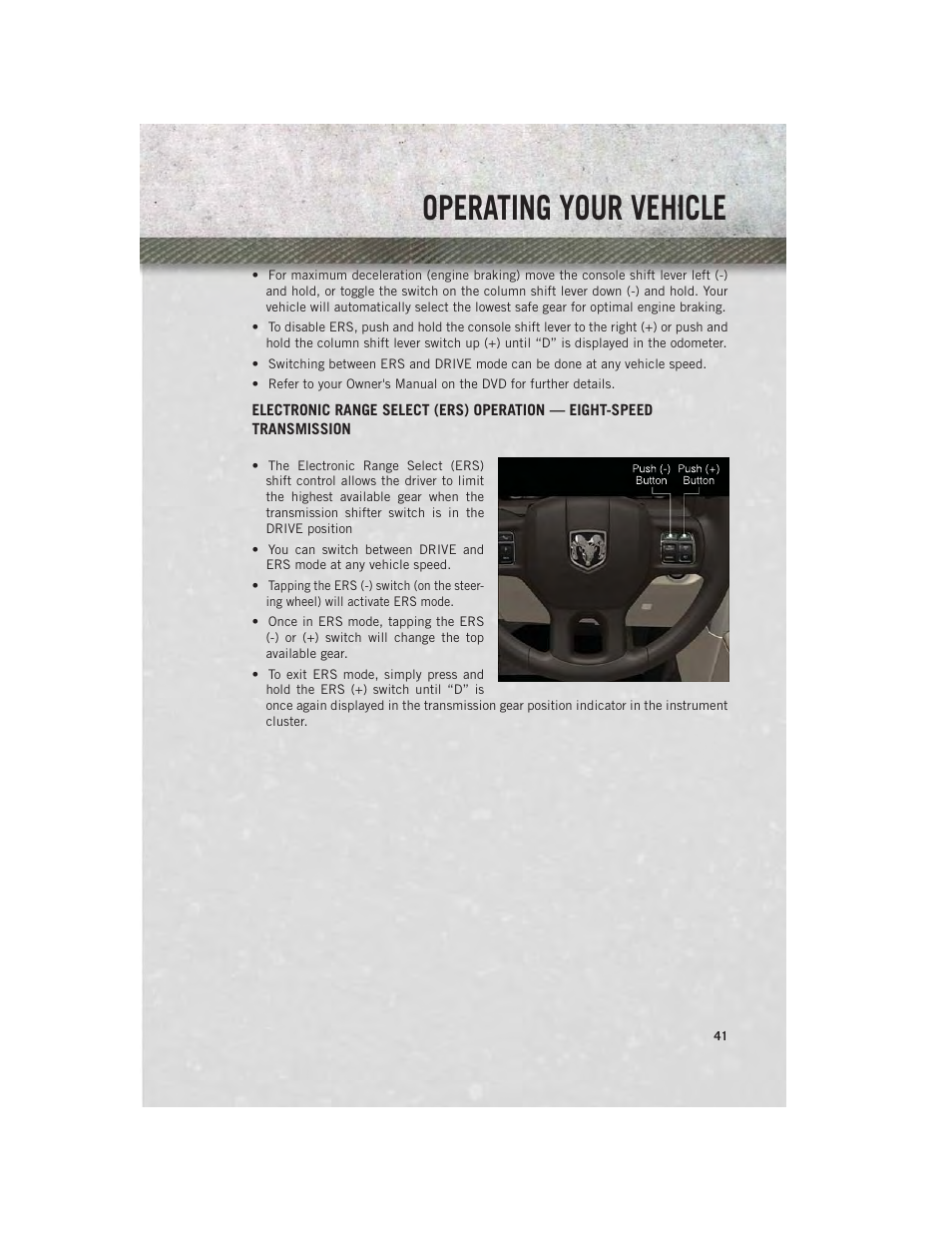 Operating your vehicle | Ram Trucks 2014 3500 - User Guide User Manual | Page 43 / 260