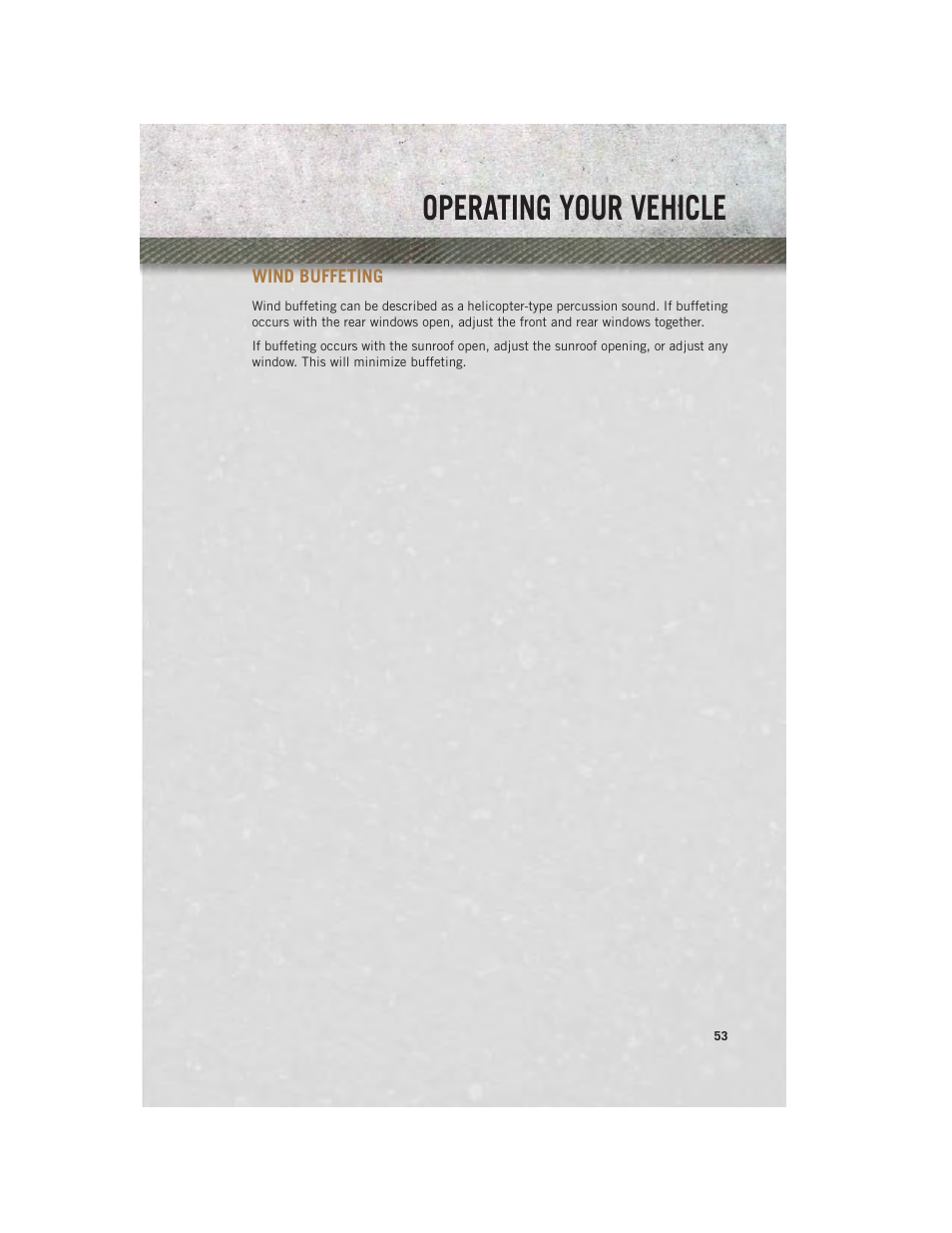 Wind buffeting, Operating your vehicle | Ram Trucks 2014 3500 - User Guide User Manual | Page 55 / 260